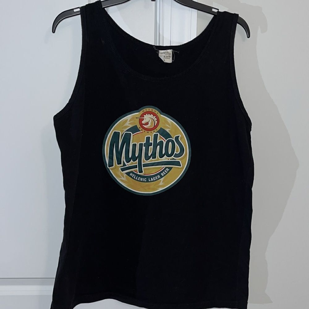 MYTHOS Greek Beer T Tank sleeveless Beach Bosy Muscle Man Shirt Men's L Greece